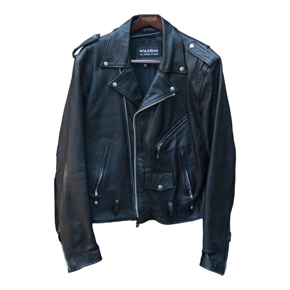 Wilsons Vintage Love Worn Thick Leather Classic Brando Motorcycle Jacket…